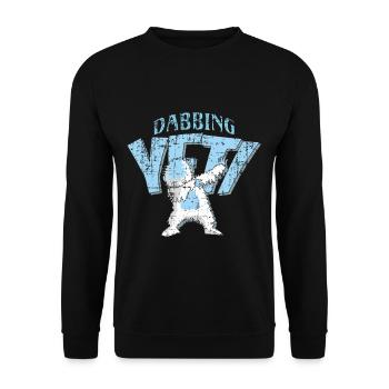 Dabbing yeti in a cool distress look - Unisex Sweatshirt - black - Front - Alina (178cm) & Michal (187cm)
