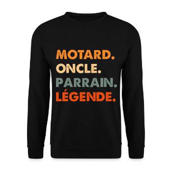 Motard oncle, Cadeau tendre pour tonton - Sweat-shirt Unisexe - noir - Devant - Alina (178cm) & Michal (187cm)