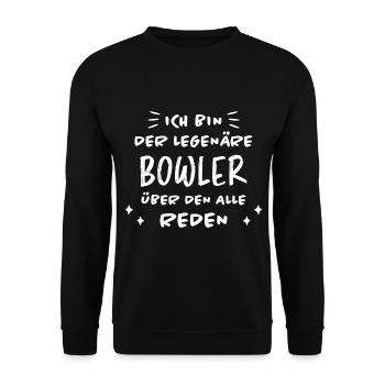 Bowling Spruch Bowlingspieler Fun Bowler Geschenk - Unisex Pullover - Schwarz - Vorne - Alina (178cm) & Michal (187cm)
