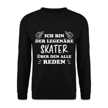 Skater Spruch Fun Skating Sprüche Skater Geschenk - Unisex Pullover - Schwarz - Vorne - Alina (178cm) & Michal (187cm)