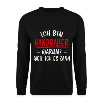 Handball Lustig Spruch Handballer Spieler Geschenk - Unisex Pullover - Schwarz - Vorne - Alina (178cm) & Michal (187cm)