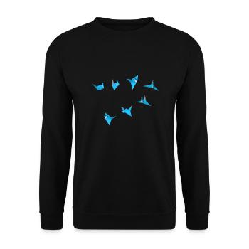 Origami bird - Sweat-shirt Unisexe - noir - Devant - Alina (178cm) & Michal (187cm)
