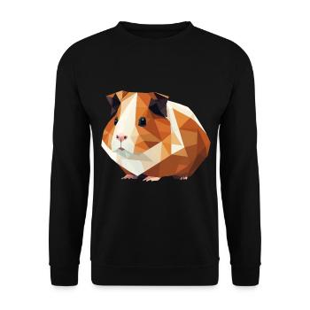 Meerschweinchen Origami Geometrisch - Unisex Pullover - Schwarz - Vorne - Alina (178cm) & Michal (187cm)