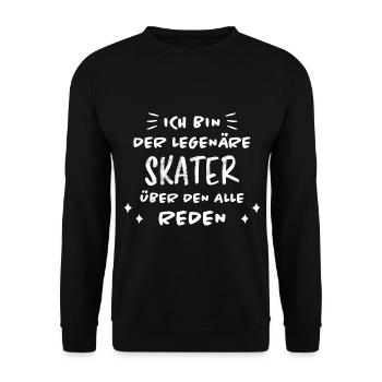 Skater Spruch Fun Skating Sprüche Skater Geschenk - Unisex Pullover - Schwarz - Vorne - Alina (178cm) & Michal (187cm)