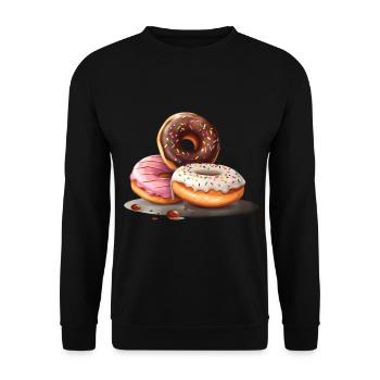 Donut für einen Donut-Liebhaber - Unisex Pullover - Schwarz - Vorne - Alina (178cm) & Michal (187cm)