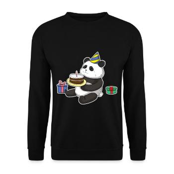 Panda Birthday Bday Geburtstag - Unisex Pullover - Schwarz - Vorne - Alina (178cm) & Michal (187cm)