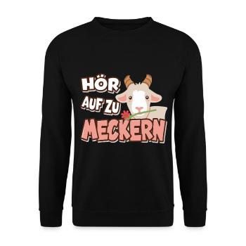 Hör auf zu meckern für eine Frau oder Mädchen - Unisex Pullover - Schwarz - Vorne - Alina (178cm) & Michal (187cm)