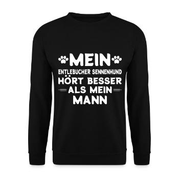 Entlebucher Sennenhund Ehemann - Unisex Pullover - Schwarz - Vorne - Alina (178cm) & Michal (187cm)