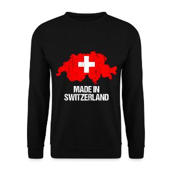 Schweiz Schweizer Karte mit Kreuz Flagge Rot - Unisex Pullover - Schwarz - Vorne - Alina (178cm) & Michal (187cm)