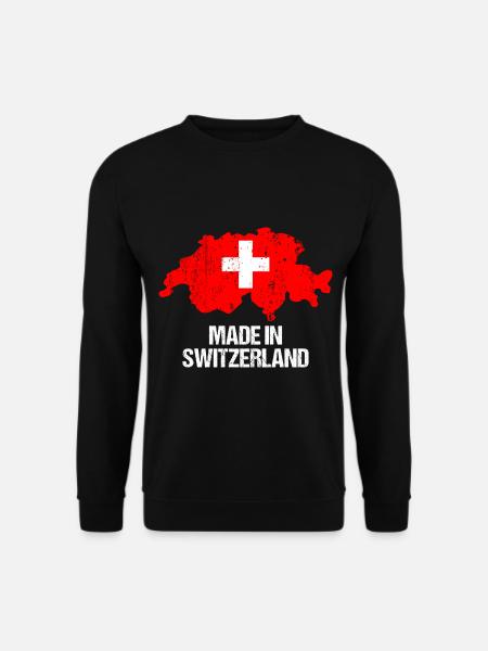 Schweiz Schweizer Karte mit Kreuz Flagge Rot - Unisex Pullover - Schwarz
