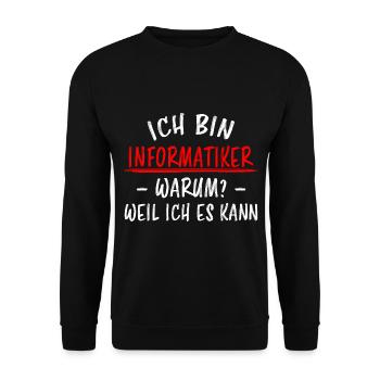 Informatiker Lustig Spruch Programmierer Geschenk - Unisex Pullover - Schwarz - Vorne - Alina (178cm) & Michal (187cm)