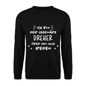 Dreher Fun Spruch Drehmaschinen Dreher Geschenk - Unisex Pullover - Schwarz - Vorne - Alina (178cm) & Michal (187cm)