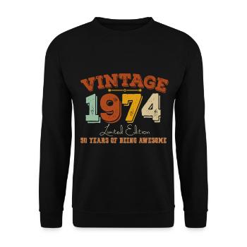 Millésime 1974 Rétro Style 51ème Anniversaire - Sweat-shirt Unisexe - noir - Devant - Alina (178cm) & Michal (187cm)