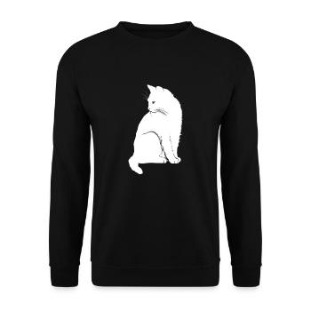 CAT SITS ET BLANC | IDEE CADEAU - Sweat-shirt Unisexe - noir - Devant - Alina (178cm) & Michal (187cm)