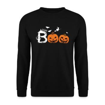 Boo Halloween - Unisex Pullover - Schwarz - Vorne - Alina (178cm) & Michal (187cm)