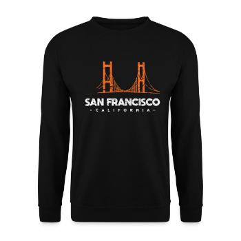 San Francisco Golden Gate Bridge Gift - Unisex Sweatshirt - black - Front - Alina (178cm) & Michal (187cm)