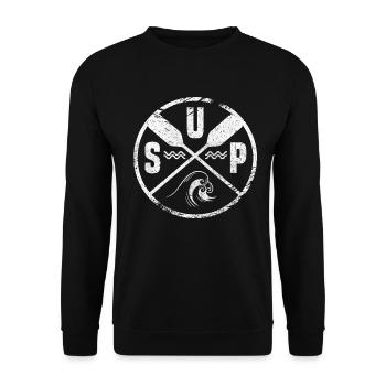 SUP Stand Up Paddle Wassersport Surfen Geschenk - Unisex Pullover - Schwarz - Vorne - Alina (178cm) & Michal (187cm)