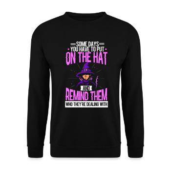 Halloween Hexe Hexerei Hut Magisch Geschenk - Unisex Pullover - Schwarz - Vorne - Alina (178cm) & Michal (187cm)