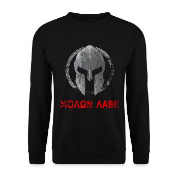 Sparta Krieger Helm Molon Labe - Unisex Pullover - Schwarz - Vorne - Alina (178cm) & Michal (187cm)