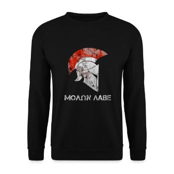 Sparta Krieger Helm Molon Labe - Unisex Pullover - Schwarz - Vorne - Alina (178cm) & Michal (187cm)