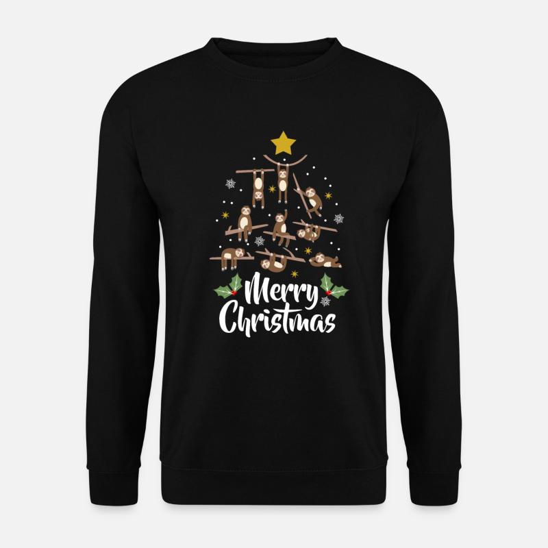 Weihnachten Faultier Xmas Tannenbaum Geschenk - Unisex Pullover - Schwarz