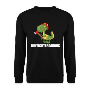 Feuerwehr Dinosaurier - Unisex Pullover - Schwarz - Vorne - Alina (178cm) & Michal (187cm)