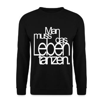 man muss das Leben tanzen von Nietzsche - Unisex Pullover - Schwarz - Vorne - Alina (178cm) & Michal (187cm)