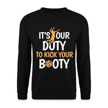 Volleyball Volleyballer Lustiger Spruch Geschenk - Unisex Pullover - Schwarz - Vorne - Alina (178cm) & Michal (187cm)