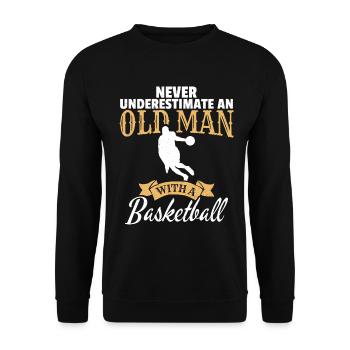 Basketball vieux homme grand-père père pension - Sweat-shirt Unisexe - noir - Devant - Alina (178cm) & Michal (187cm)