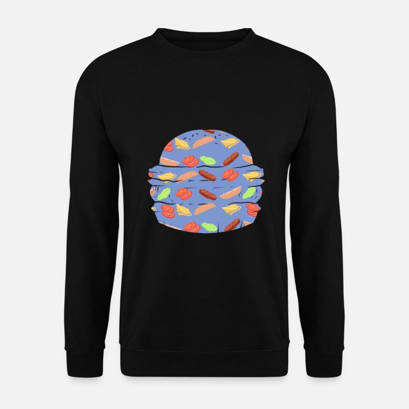 "BURGER" ~ Muster Fastfood Hamburger - Unisex Pullover - Schwarz