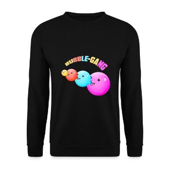 "BUBBLE GANG" ~ pattern, funny chewing gum - Unisex Sweatshirt - black - Front - Alina (178cm) & Michal (187cm)