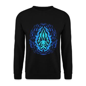 "AQUA" ~ Psychedelic Fish Pattern - Unisex Sweatshirt - black - Front - Alina (178cm) & Michal (187cm)