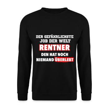 lustiger Spruch zur Rente - Unisex Pullover - Schwarz - Vorne - Alina (178cm) & Michal (187cm)