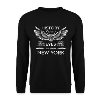 New York - L'histoire a les yeux rivés sur vous - Sweat-shirt Unisexe - noir - Devant - Alina (178cm) & Michal (187cm)