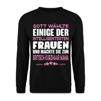 Britisch Kurzhaar Mama - Unisex Pullover - Schwarz - Vorne - Alina (178cm) & Michal (187cm)