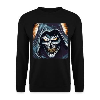 Evil Grinning Horror Skull - Unisex Sweatshirt - black - Front - Alina (178cm) & Michal (187cm)