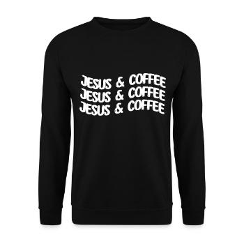 Jesus & Coffee - Unisex Sweatshirt - black - Front - Alina (178cm) & Michal (187cm)
