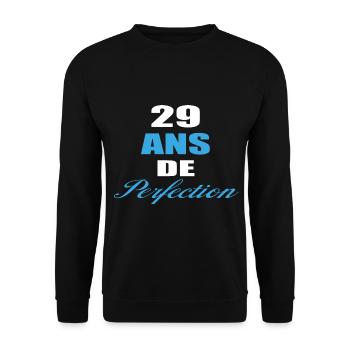 âge de la perfection cadeau humoristique 29 ans - Sweat-shirt Unisexe - noir - Devant - Alina (178cm) & Michal (187cm)