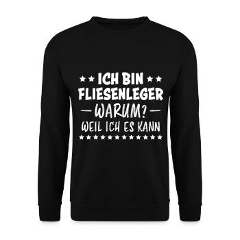 Fliesenleger Lustig Spruch Job Bodenleger Geschenk - Unisex Pullover - Schwarz - Vorne - Alina (178cm) & Michal (187cm)