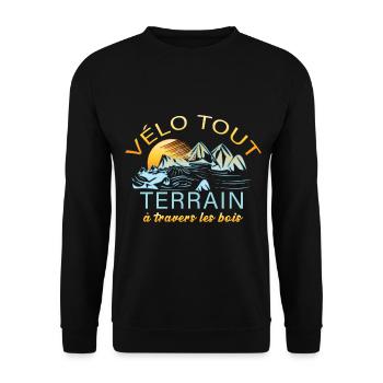 Vélo tout terrain à travers les bois - Sweat-shirt Unisexe - noir - Devant - Alina (178cm) & Michal (187cm)