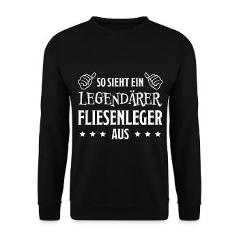 Fliesenleger Lustig Spruch Job Bodenleger Geschenk - Unisex Pullover - Schwarz - Vorne - Alina (178cm) & Michal (187cm)