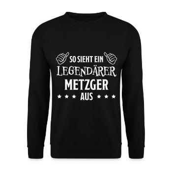 Metzger Beruf Lustiger Spruch Fleischer Geschenk - Unisex Pullover - Schwarz - Vorne - Alina (178cm) & Michal (187cm)