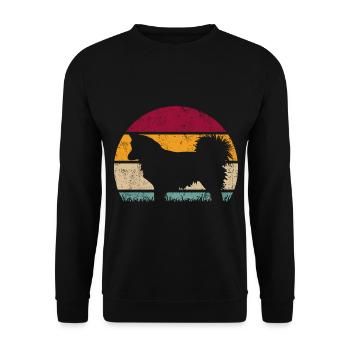 Islandhund Vintage Retro - Unisex Pullover - Schwarz - Vorne - Alina (178cm) & Michal (187cm)