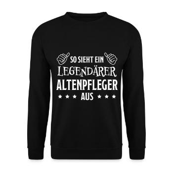 Altenpfleger Lustiger Spruch Altenpfleger Geschenk - Unisex Pullover - Schwarz - Vorne - Alina (178cm) & Michal (187cm)