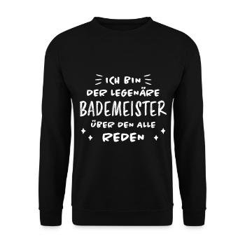 Bademeister Beruf Lustiger Spruch Freibad Geschenk - Unisex Pullover - Schwarz - Vorne - Alina (178cm) & Michal (187cm)