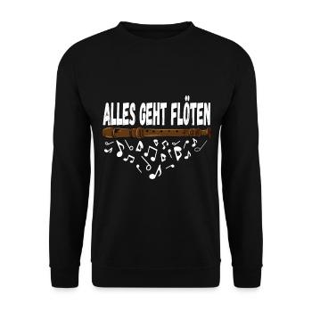 Alles Geht Flöten für einen Flötist Flötenspieler - Unisex Pullover - Schwarz - Vorne - Alina (178cm) & Michal (187cm)