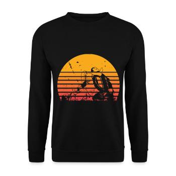 Jiu Jitsu Brazilian Kämpfer Sonnenaufgang - Unisex Pullover - Schwarz - Vorne - Alina (178cm) & Michal (187cm)