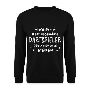 Dartspieler Witz Spruch Darts Dartpfeil Geschenk - Unisex Pullover - Schwarz - Vorne - Alina (178cm) & Michal (187cm)