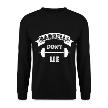 Barbells don't lie T-Shirt: Dein Kraft-Statement💪 - Unisex Pullover - Schwarz - Vorne - Alina (178cm) & Michal (187cm)