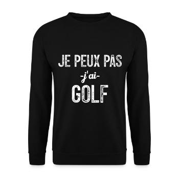 Ich kann nicht Golf spielen - Unisex Pullover - Schwarz - Vorne - Alina (178cm) & Michal (187cm)